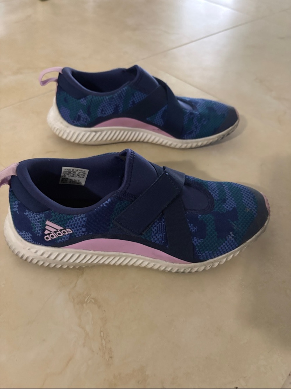 adidas Navy & Pink Athletic Slip-On Sneakers